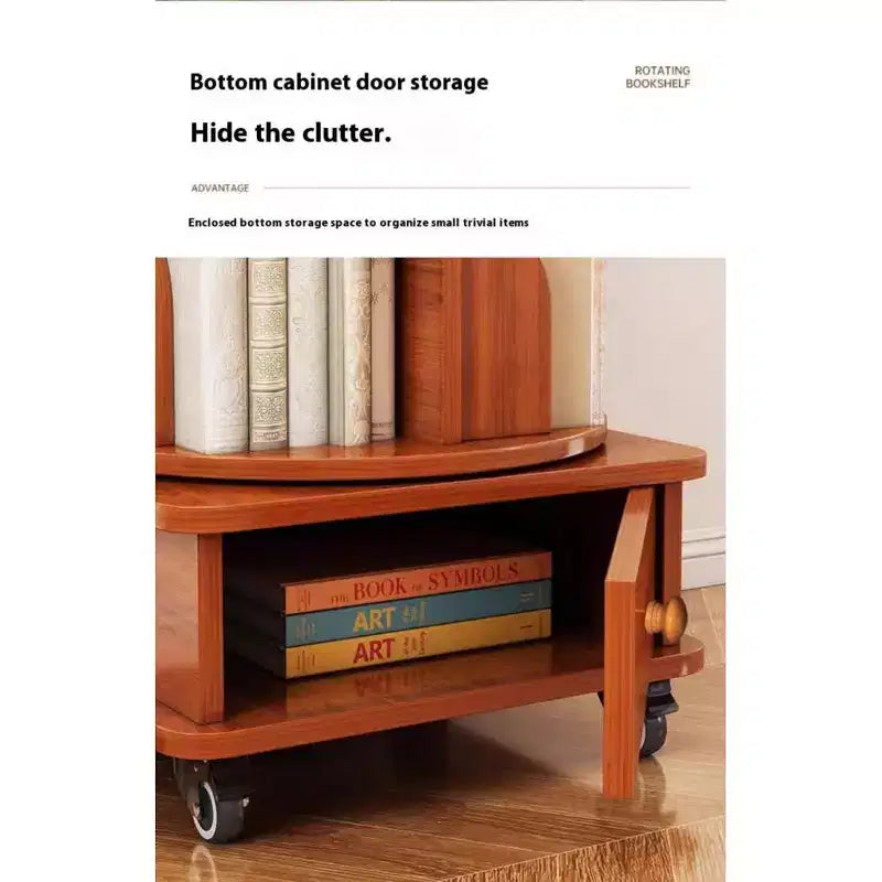 Chic Crate 6-Tier 360 Rotating Corner Bookshelf with Wheels, Narrow Bookcase for Small Spaces  Walnut Brown