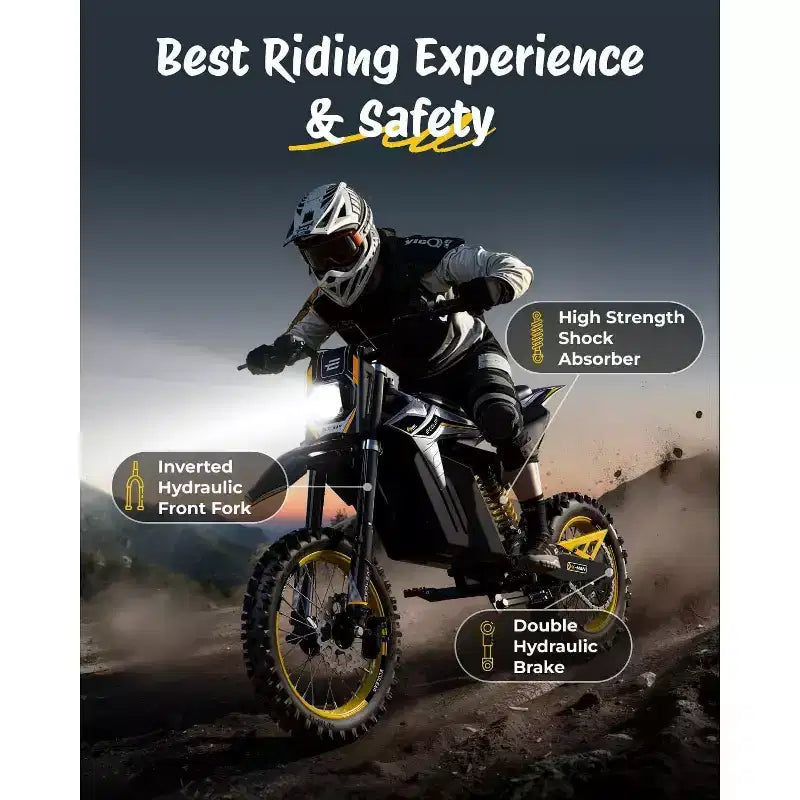 ECOLEAP 3500W Peak Electric Dirt Bike for Teens & Adults, 37MPH Off-Road E-Bike, 48V 21Ah Battery, Up to 55-Mile Range, 400LBS, 13+