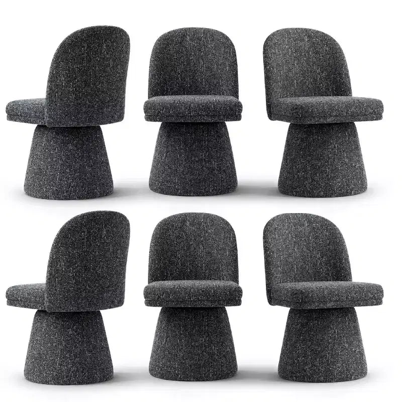 Set of 6 Modern 360 Swivel Armless Dining Chairs with Pedestal-style Base, Elegant Accent Chairs for Kitchen, Dining Room, or Office-Panipeachy