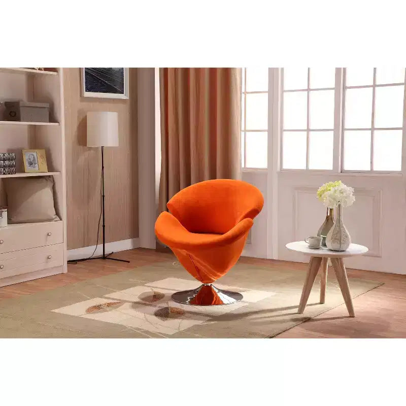 Manhattan Comfort Set of 4 Tulip Swivel Accent Chair Orange/Yellow: Velvet Upholstery, No Assembly Required