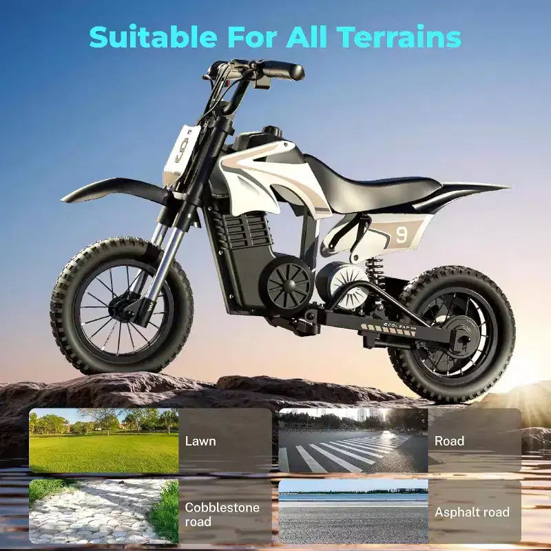 ECOLEAP K1 Kids Electric Dirt Bike 36V  16MPH Fast, 14-Mile Range, 700W Peak Motor, 3-Speed Modes, 12 Off-Road Tires, UL,Ages 3-10