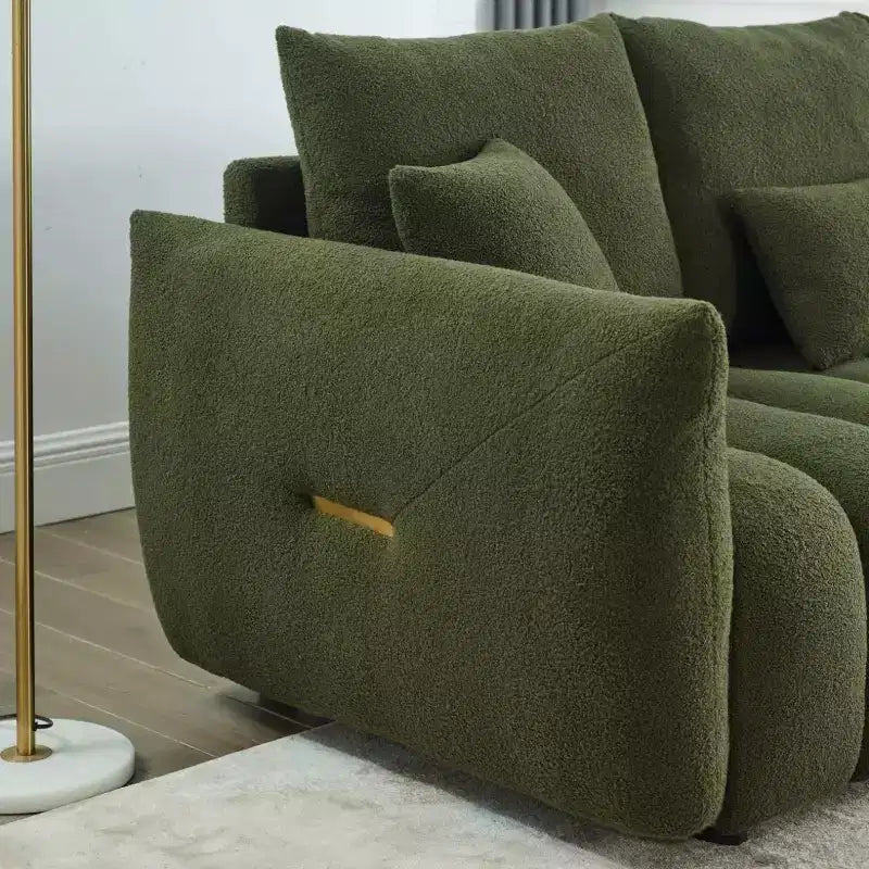 GDFStudio Alanna 79.5 Modern Teddy Fabric Upholstered 3-Seater Sofa with Pillows