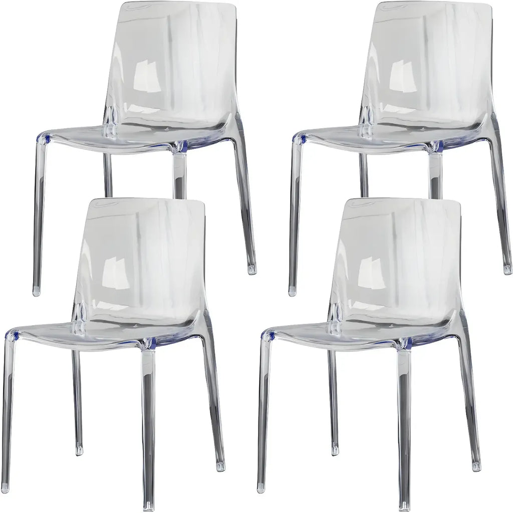 Chaise de salle à manger sans accoudoirs à dossier bas en acrylique ambre