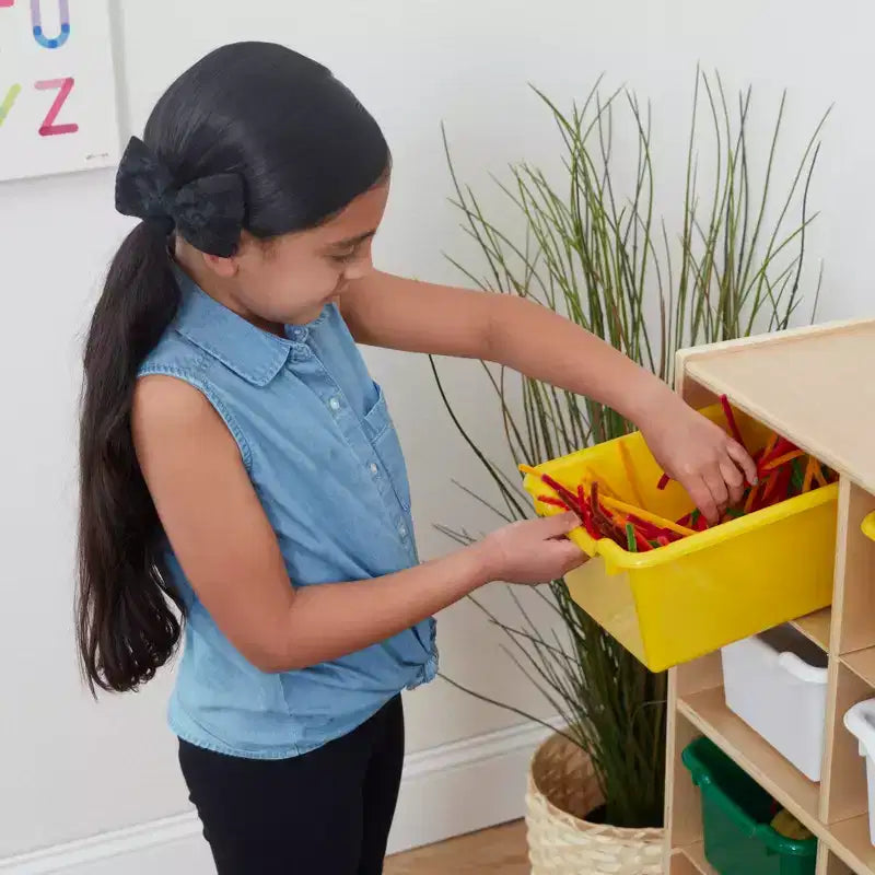 Cubby Mobile Tray Cabinet and 15 Scoop Front Bins, 3x4, Kids Furniture