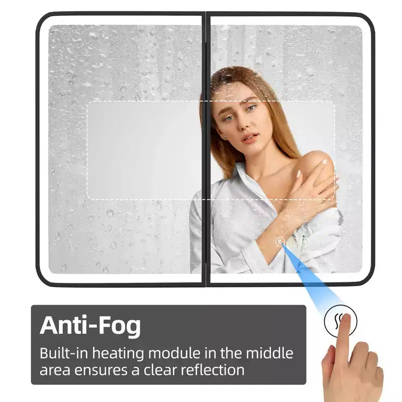 Black / White / Gold LED Medicine Cabinet, Single Door, Left or Right Hinge, Recessed or Wall-Mounted