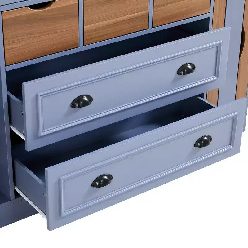 Whisen 71'' Tall Freestanding Kitchen Pantry, Large Dining Storage Cabinet Cupboard Sideboards With 4 Foldable Doors, Shelves, Wine Racks