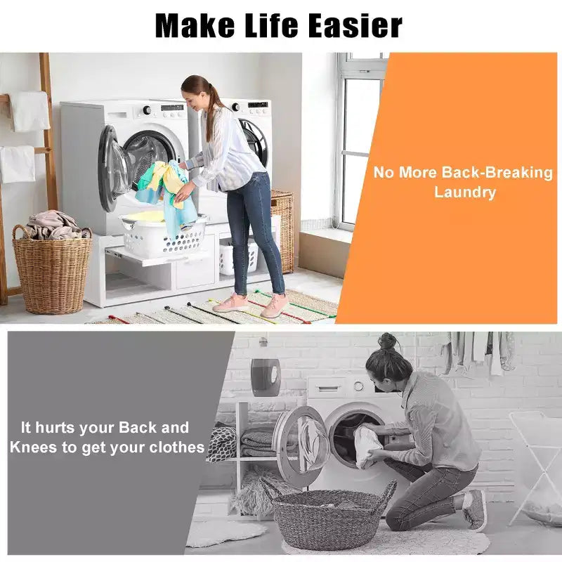 GDLF Washer and Dryer Pedestals, Universal Washer and Dryer Stand with Pull-Out Shelf,White