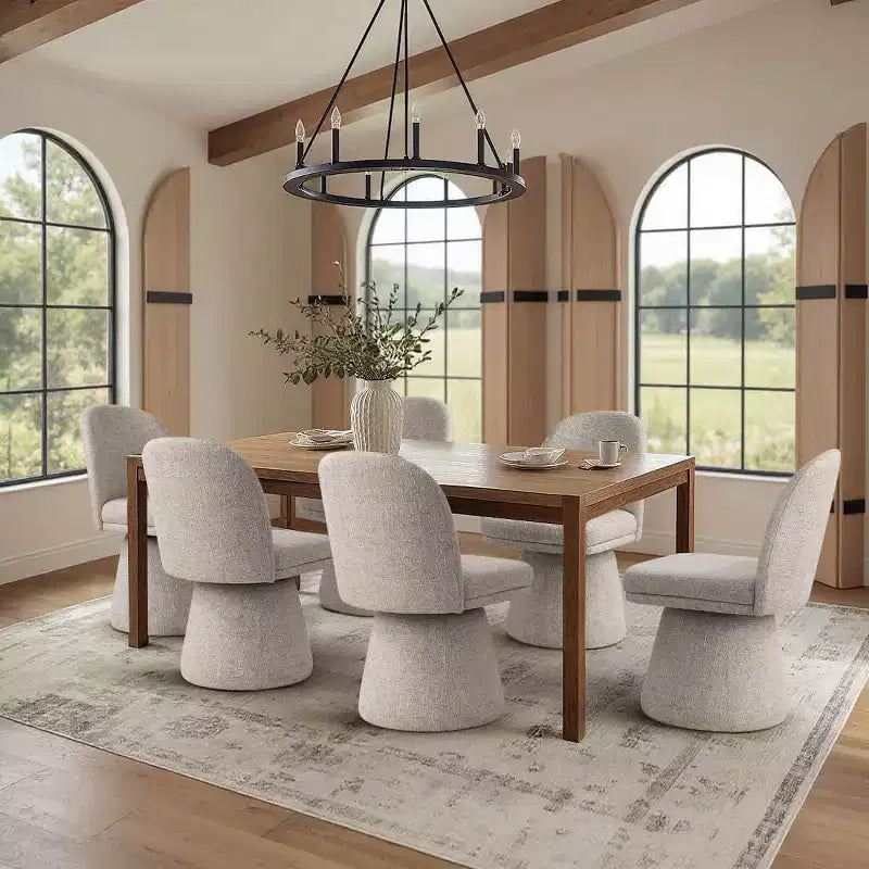 Set of 6 Modern 360 Swivel Armless Dining Chairs with Pedestal-style Base, Elegant Accent Chairs for Kitchen, Dining Room, or Office-Panipeachy