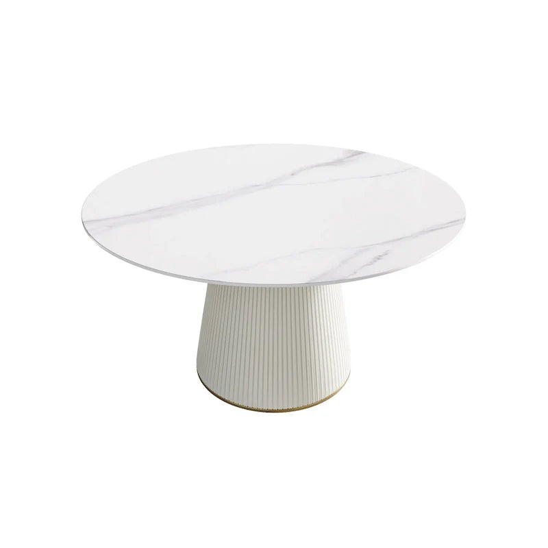 53 Round Dining Table for 6 with Sintered Stone Tabletop and Lazy Susan