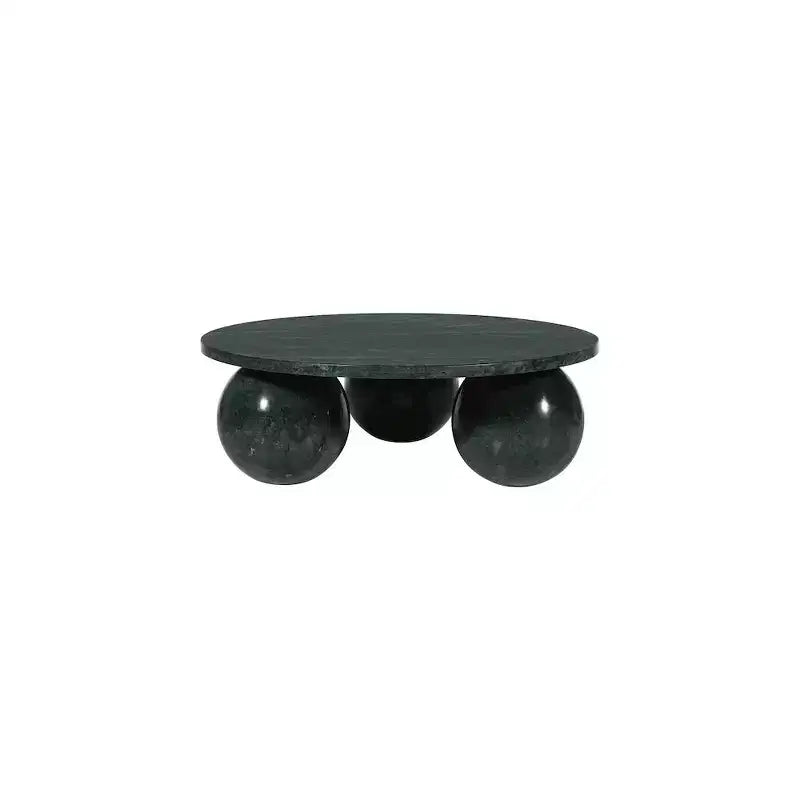 Round Marble Coffee Table with Sphere Legs, Multicolor, Seats 4鈥?