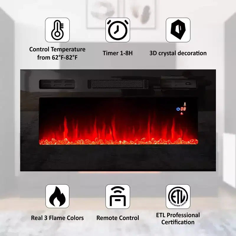 AMERLIFE Modern Highgloss Fireplace Entertainment Center Set