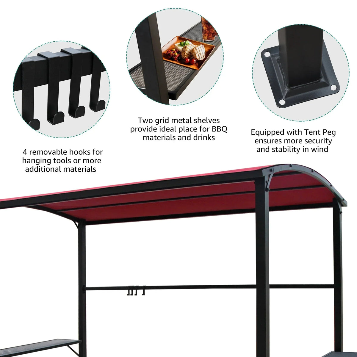 Outdoor 5 ft. x 8 ft. Steel Frame Grill Gazebo Canopy Barbecue Shelter