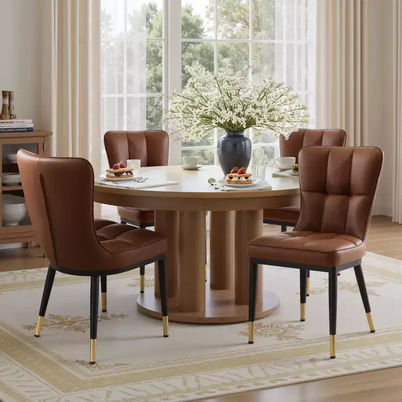 Bekrvio Lot de 6 chaises de salle à manger, modernes, rembourrées, en similicuir, avec haut dossier, pieds en métal, chaises de cuisine sans accoudoirs pour salon et salle à manger