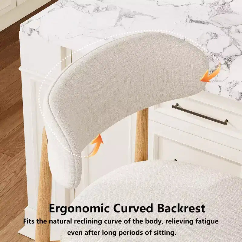 Counter Height Bar Stool with Upholstered Seat & Metal Legs, 26.3 Modern Kitchen Island Chair