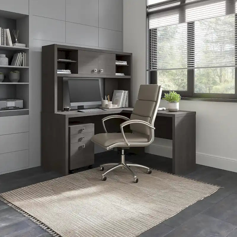 Echo L Shaped Desk with Hutch and Drawers