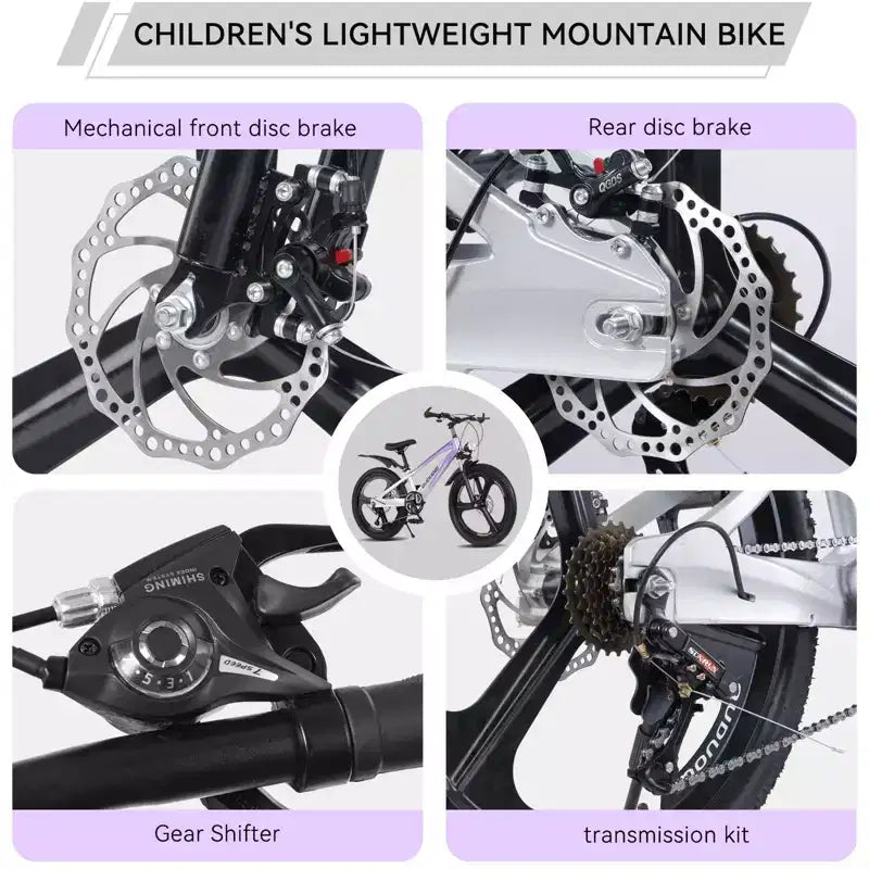 NAYSAYE 20 Inch Kids Mountain Bike with 7-Speed Drivetrain and Magnesium Alloy Frame for Boys and Girls Ages 8-12, 57.09*21.65*29.92