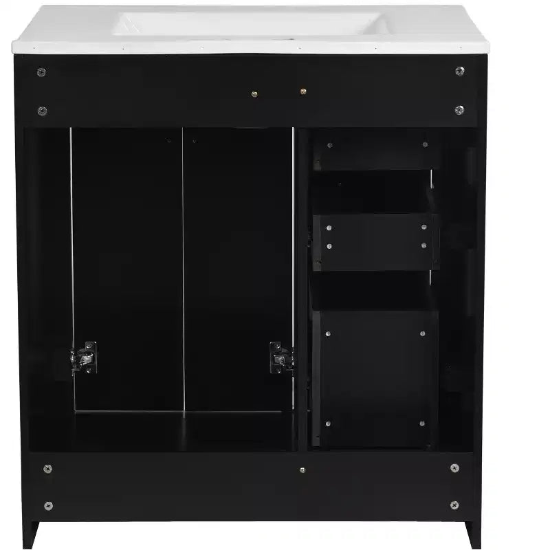Meuble-lavabo de salle de bain à évier simple de 76 cm avec armoire et 3 tiroirs – Noir / Bleu / Vert / Indigo / Blanc