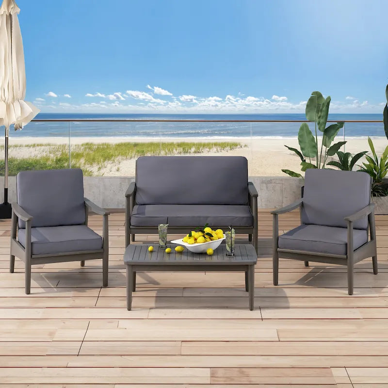 Willowbrook Outdoor Acacia Wood 4 Seater Chat Set by Christopher Knight Home