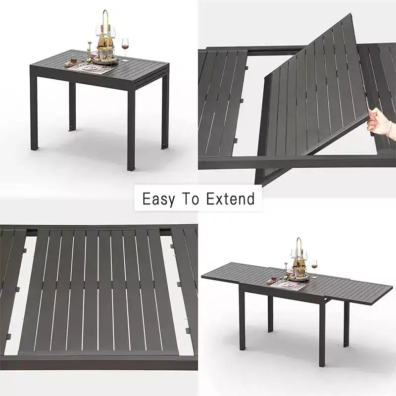 Okak Dining Table Aluminum Patio Extendable Dining Room Table Kitchen Table for Dining Room
