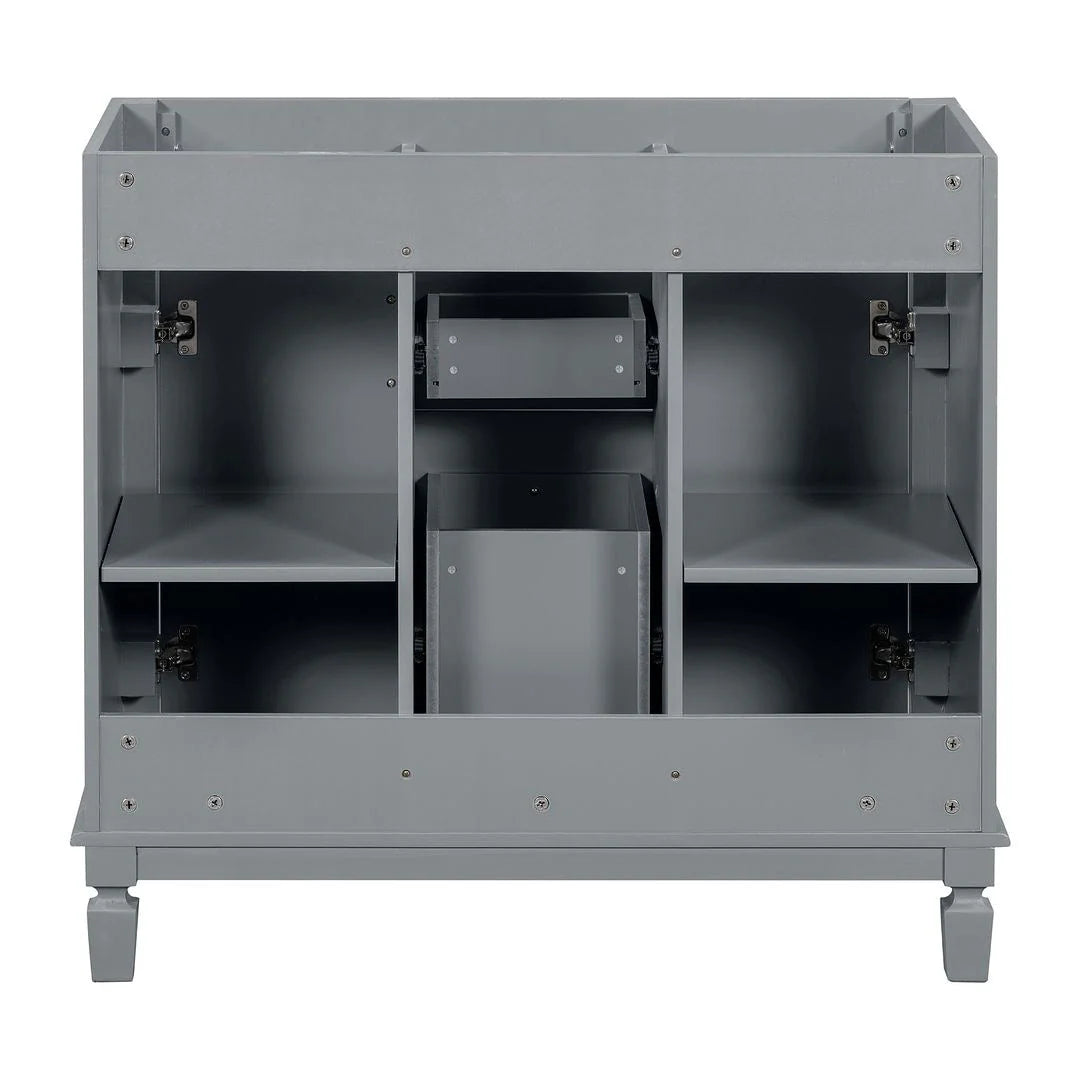 36'' Modern Bathroom Vanity with Top Sink and Mirror Cabinet,2 Doors and 2 Drawers