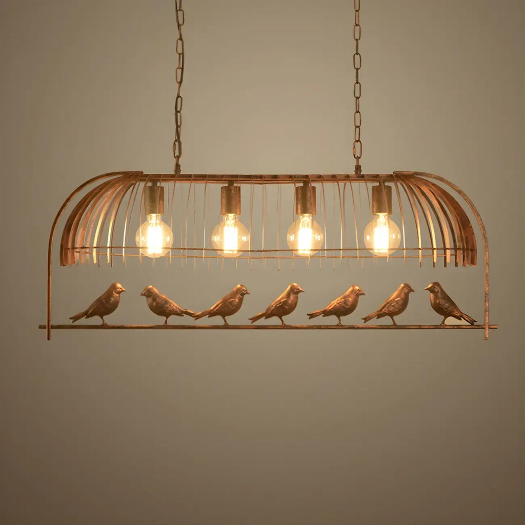Industrial Metal Birdcage Island Pendant Light for Kitchen