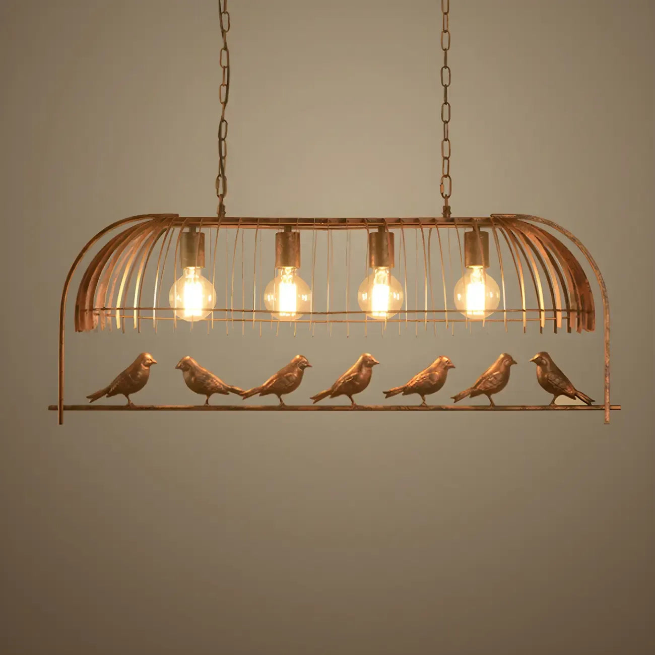 Industrial Metal Birdcage Island Pendant Light for Kitchen