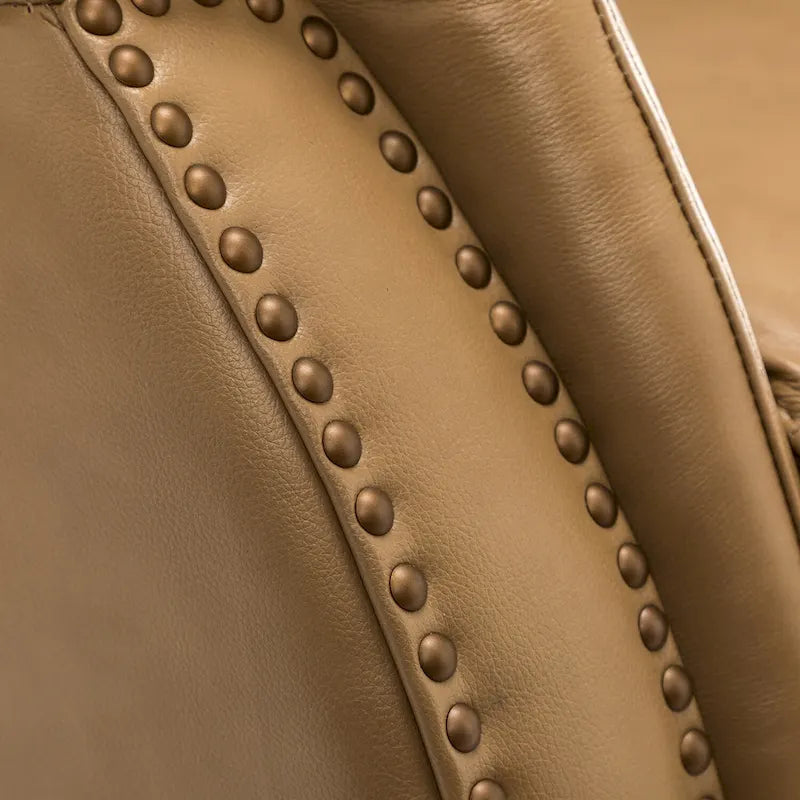 Genuine Leather Power Recliner with USB Port 鈥?Wingback Nailhead Set of 2
