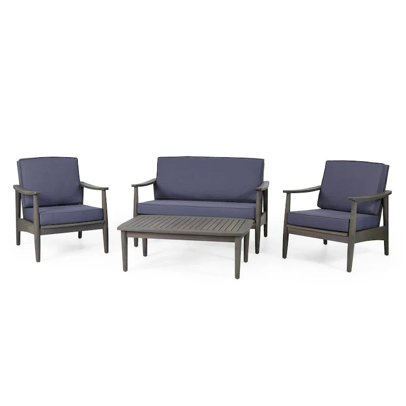Willowbrook Outdoor Acacia Wood 4 Seater Chat Set by Christopher Knight Home