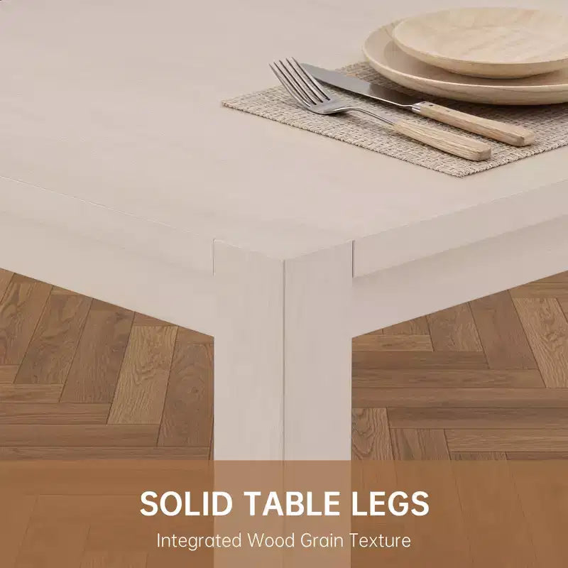 Modern Dining Set - 80 Table + 6 Cushioned Chairs, Solid Wood Frame, 400lbs Table Capacity, Easy Assembly