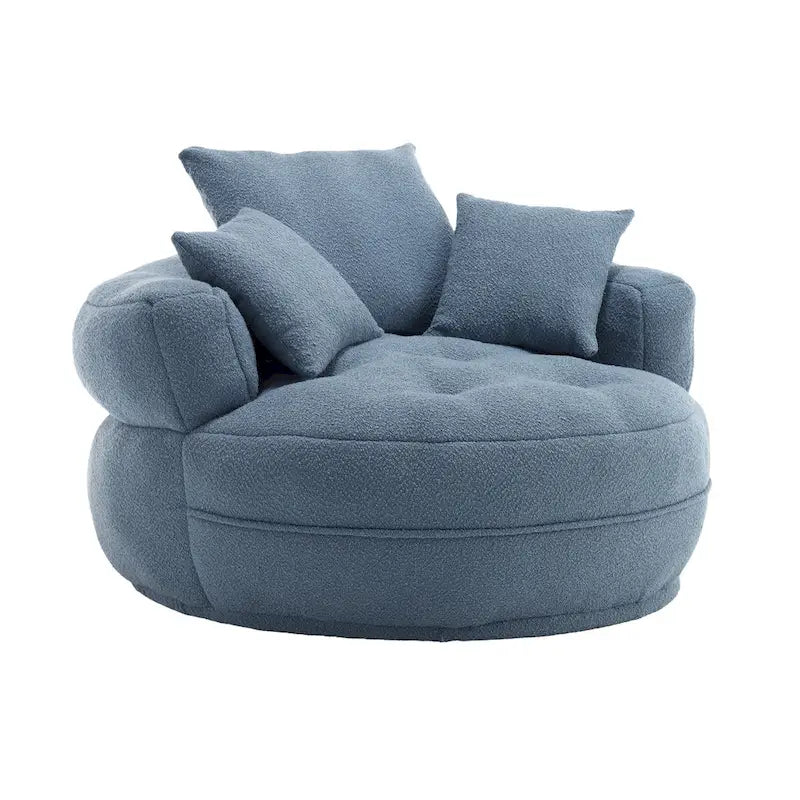 Round Lazy Sofa Chair – White/Blue/Grey/Yellow/Orange/Rose Red/Navy/Green, Single & Couple Seat