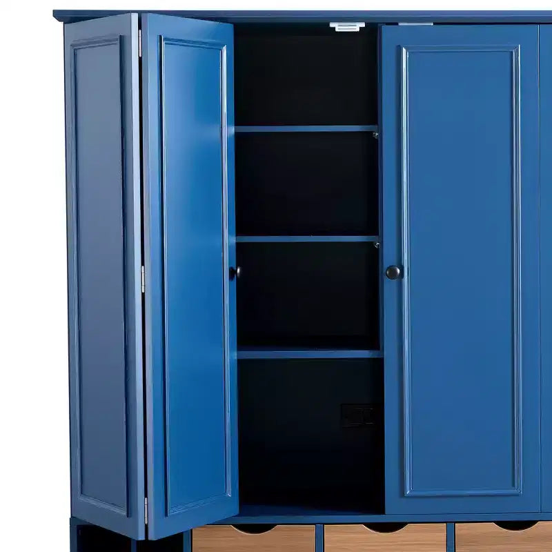 Whisen 71'' Tall Freestanding Kitchen Pantry, Large Dining Storage Cabinet Cupboard Sideboards With 4 Foldable Doors, Shelves, Wine Racks