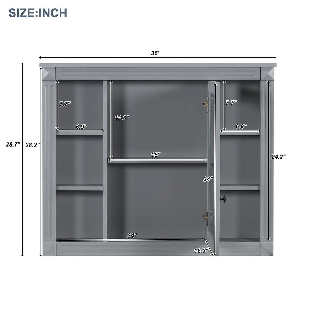 36'' Modern Bathroom Vanity with Top Sink and Mirror Cabinet,2 Doors and 2 Drawers