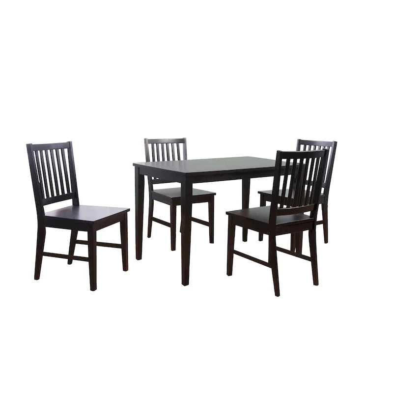 Set of 4 Solid Wood Slat-Back Dining Chairs, Sturdy Frame, Classic Design, Easy Assembly