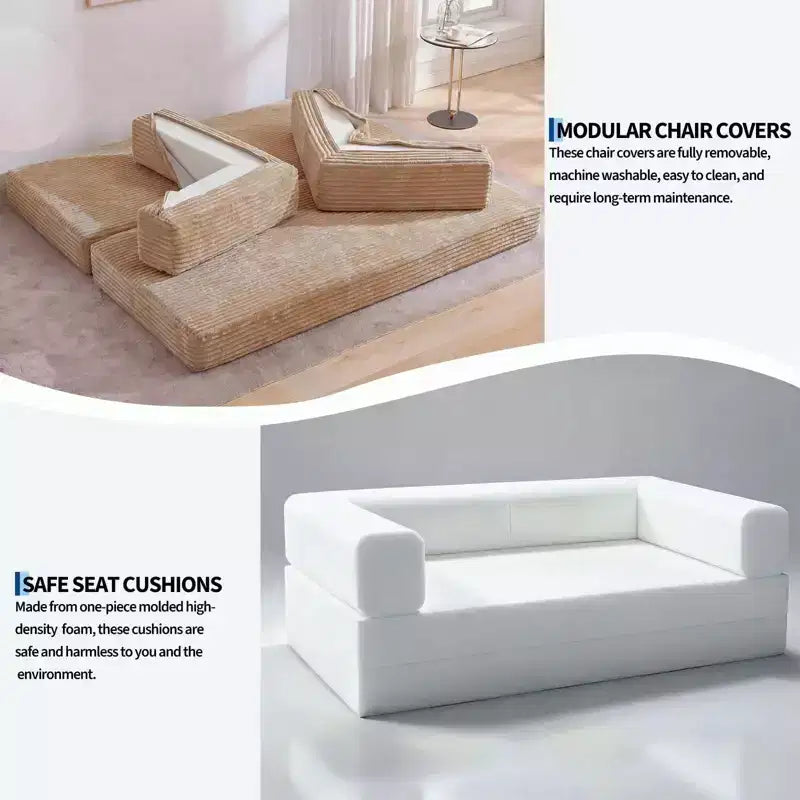 Canapé-lit convertible 5-en-1 80,7 po – Velours côtelé, 1200 lb, Aucun assemblage