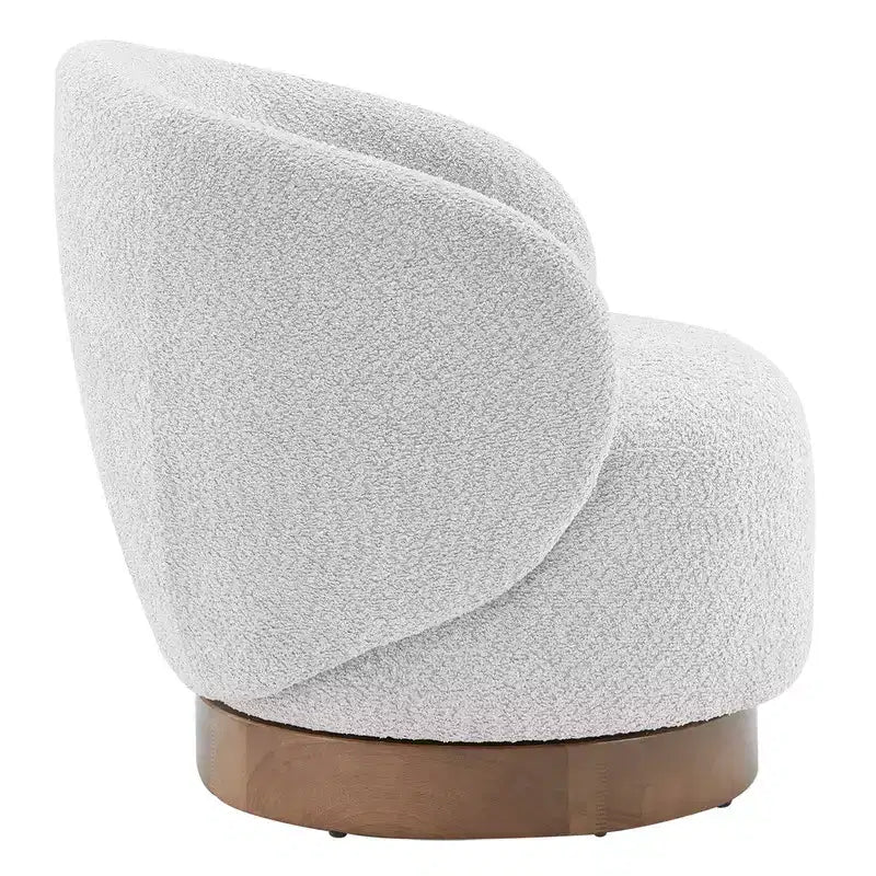 Spruce&Spring Upholstered Swivel Accent Barrel Chair with Wood Base