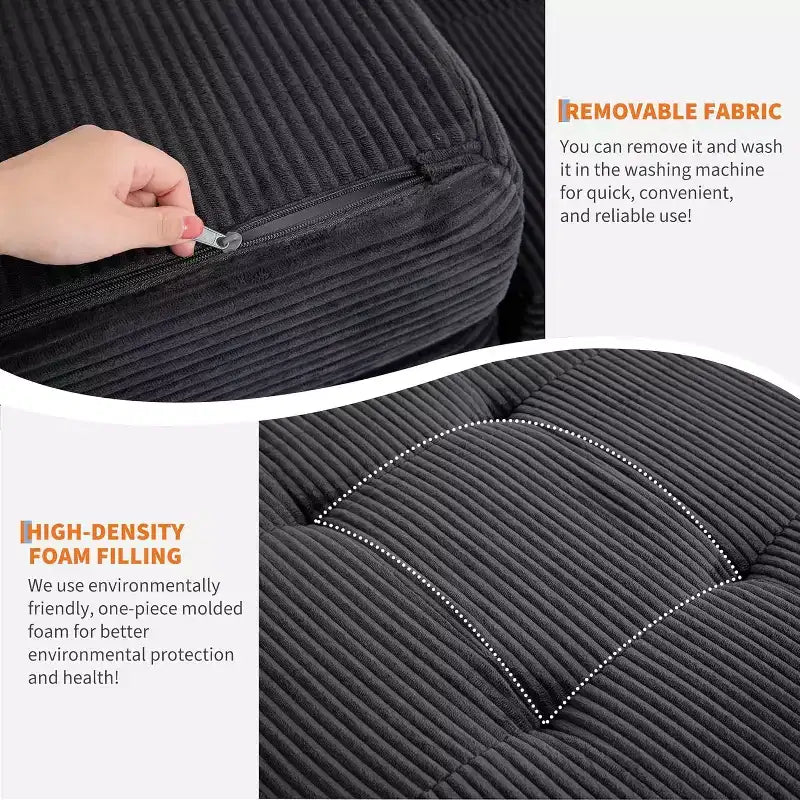 SunnyFurn Matelas pliant triple 6 pouces pour canapé-lit, 75X54.3 Lit d'appoint pliable en mousse avec velours côtelé capitonné, portable pour le camping, le salon, la chambre à coucher