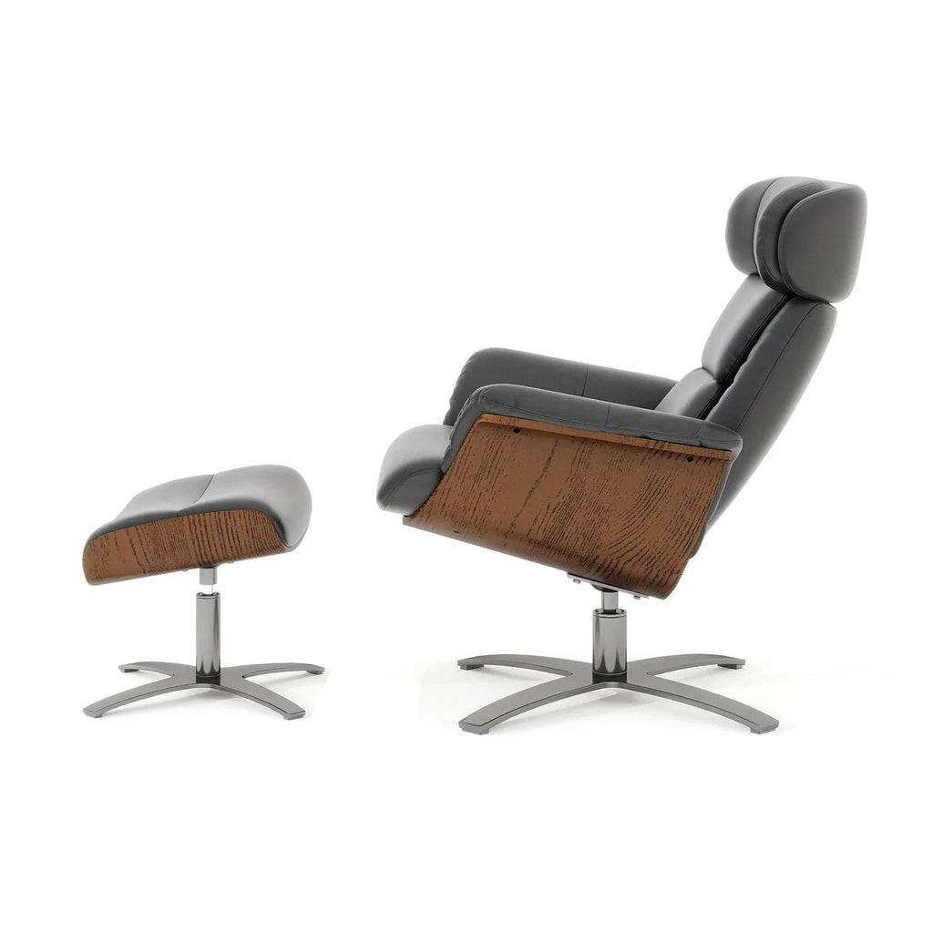 Jovan 31.5 Genuine Leather Recliner Lounge Chair with Ottoman