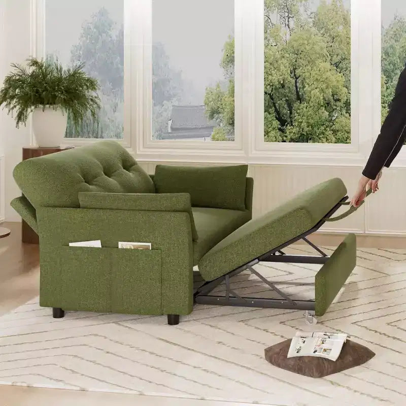 Dyonery 3-in-1 Convertible Sofa Bed, Pull Out Sleeper Sofa with Side Pocket & Adjustable Backrest, Tool-Free Assembly, Folding Loveseat