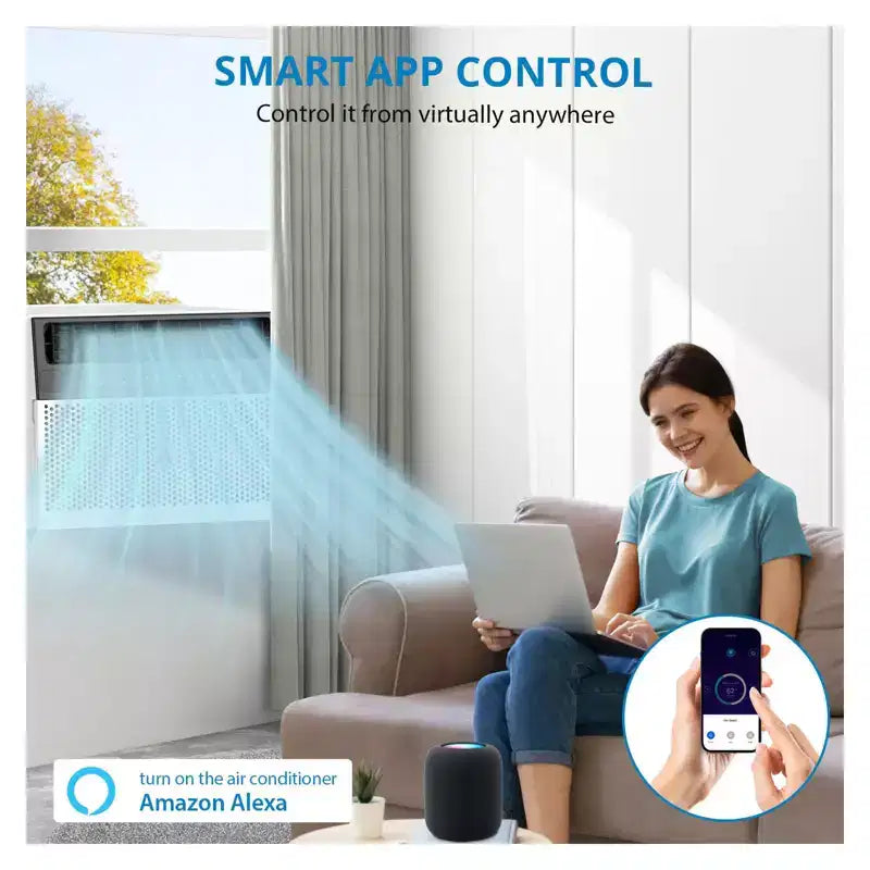 Acekool 6,000 BTU Smart Window Air Conditioner, Wi-Fi Room AC with Remote, Quiet Cooling for Rooms up to 250 Sq Ft