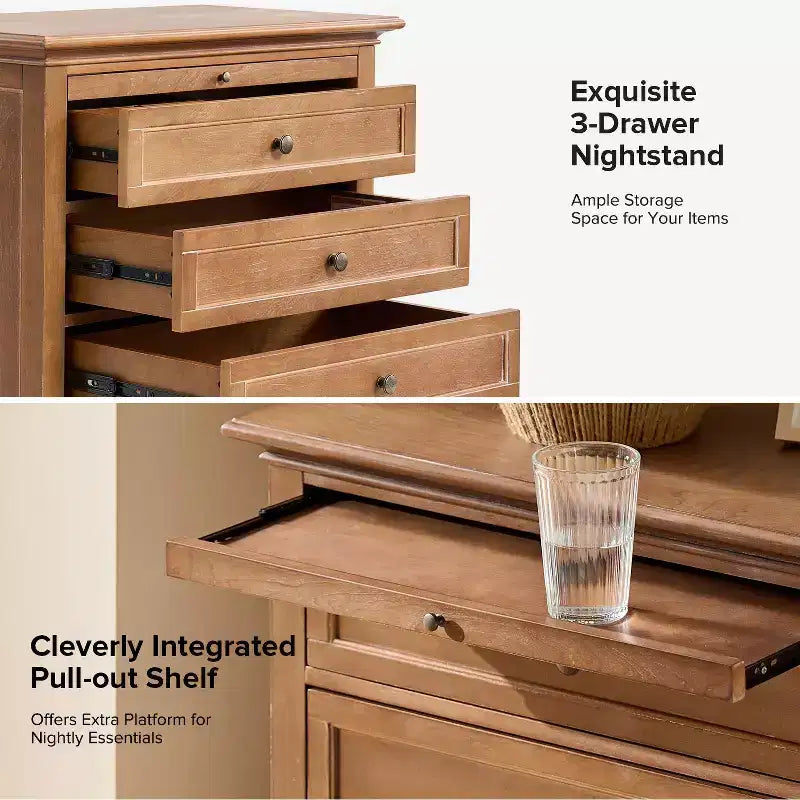 Giorgio 3 - Drawer end table with Built-In Outlets Set of 2|HULALA HOME