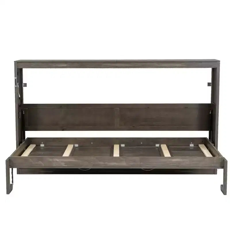 Twin Size Murphy Bed with LED Light, can be Folded into a Cabinet, Hidden Wall Bed Cabinet for Guest Room