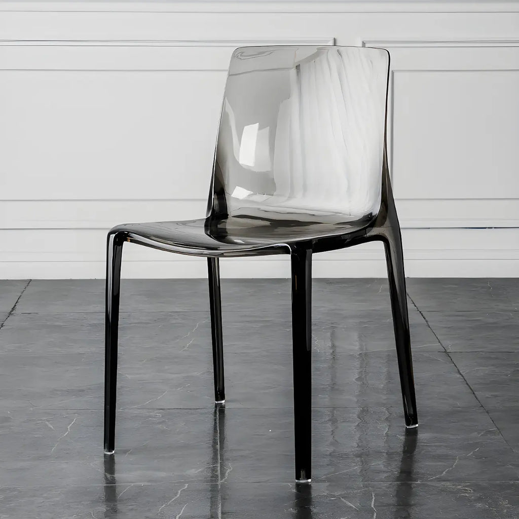 Chaise de salle à manger sans accoudoirs à dossier bas en acrylique ambre