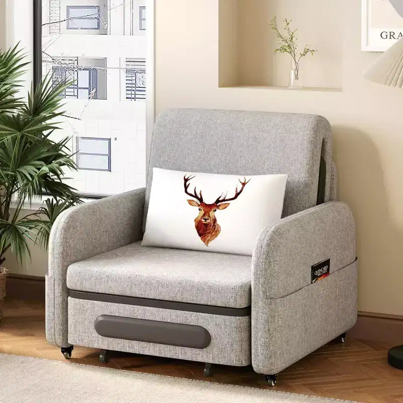 Fauteuil convertible 3-en-1 Gaoyangjiaju avec tiroir de rangement - Canapé-lit gigogne avec poche latérale et oreiller - Gris