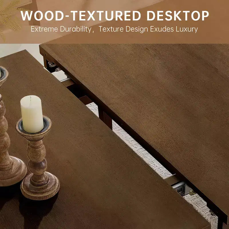 Modern Dining Set - 80 Table + 6 Cushioned Chairs, Solid Wood Frame, 400lbs Table Capacity, Easy Assembly