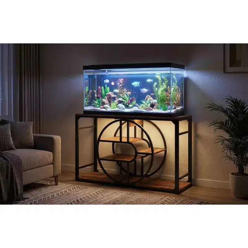 55-75 Gallon Metal Aquarium Stand, Heavy-Duty Fish Tank Stand with Storage Cabinet, Multi-Tier Fish Tank Stand with Thickened Legs, Suitable