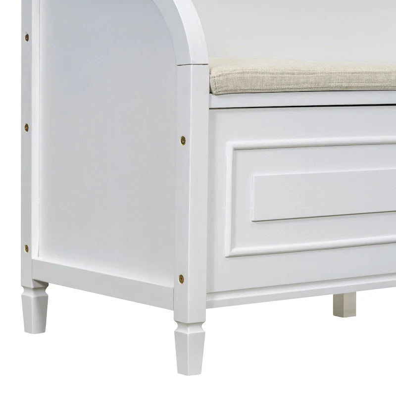 Rustic Solid Wood Entryway Storage Bench with Safety Hinge