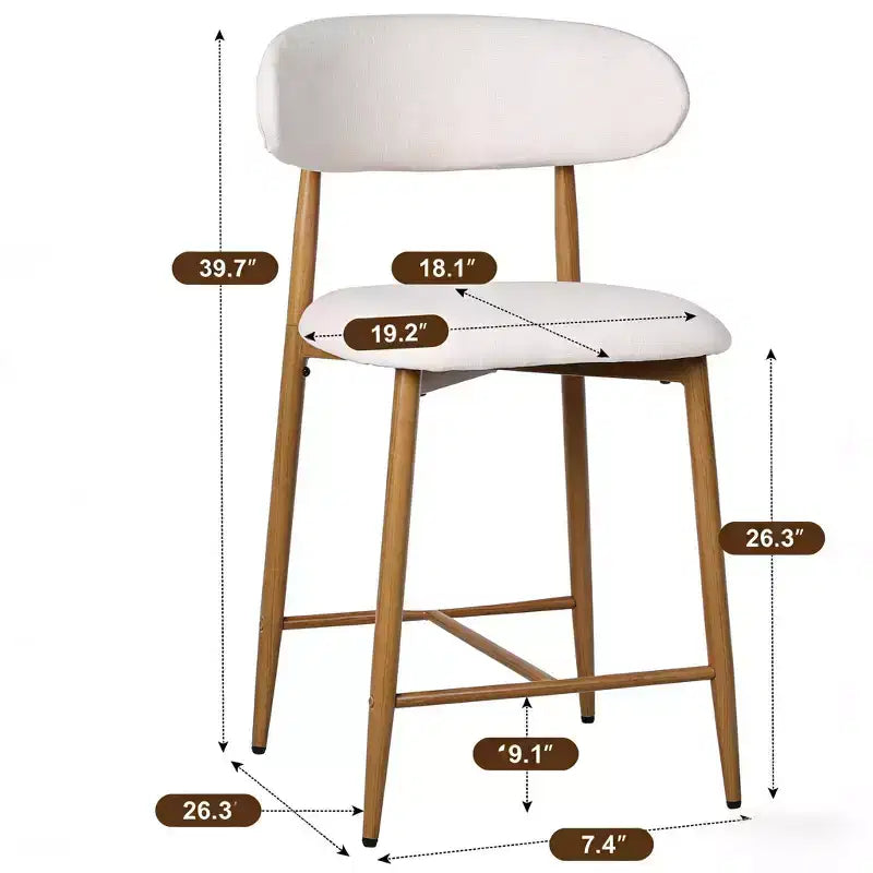 Counter Height Bar Stool with Upholstered Seat & Metal Legs, 26.3 Modern Kitchen Island Chair