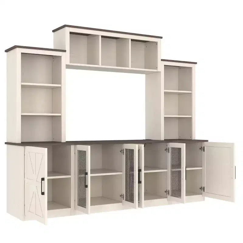 Modern TV Stand for 55-Inch TV with Charging Station, Media Console with Large Storage Cabinets, Entertainment Center for Living Room-Panipeachy