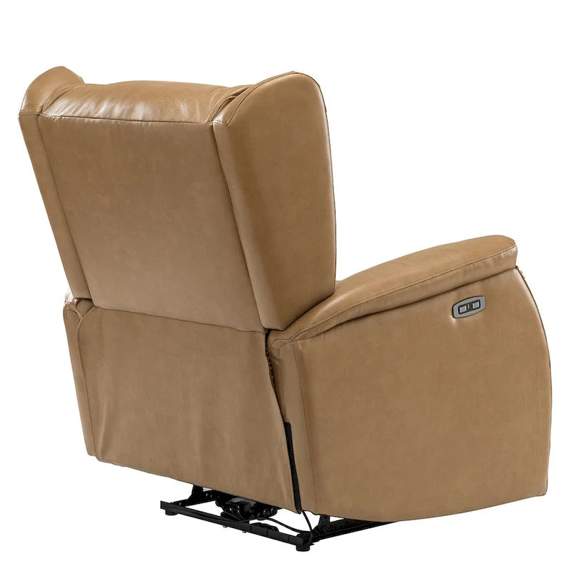 Genuine Leather Power Recliner with USB Port 鈥?Wingback Nailhead Set of 2