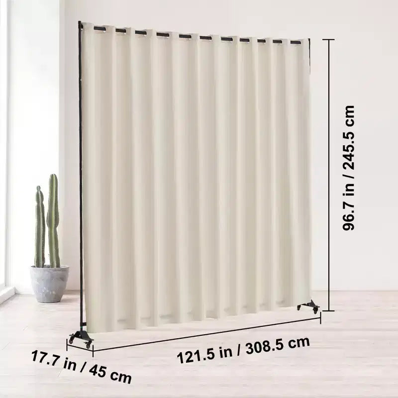 VEVOR Room Divider, Portable Panel Room Divider with Wheels Curtain Divider Stand, Freestanding Room Divider Privacy Screen for Office, Beige